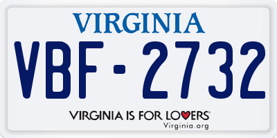 VA license plate VBF2732