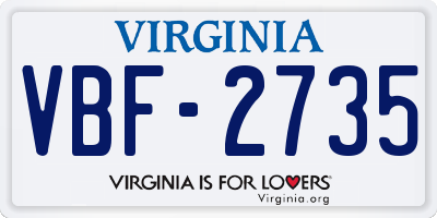 VA license plate VBF2735