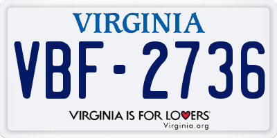 VA license plate VBF2736