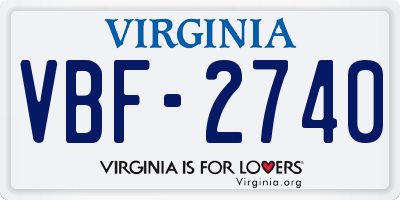 VA license plate VBF2740
