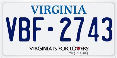 VA license plate VBF2743