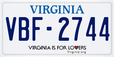 VA license plate VBF2744