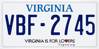 VA license plate VBF2745