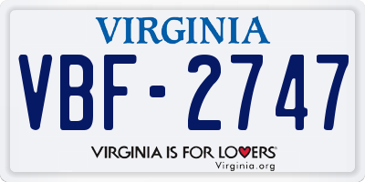 VA license plate VBF2747