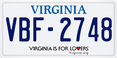 VA license plate VBF2748