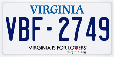 VA license plate VBF2749