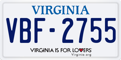 VA license plate VBF2755