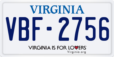 VA license plate VBF2756