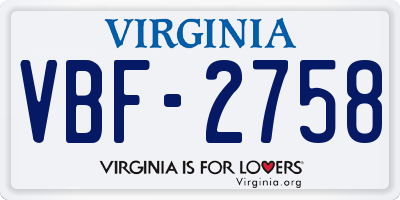 VA license plate VBF2758