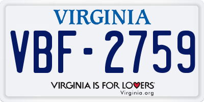 VA license plate VBF2759