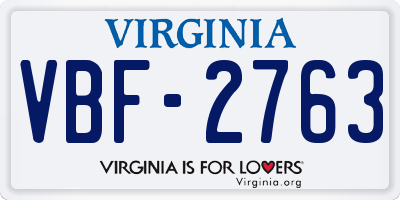 VA license plate VBF2763