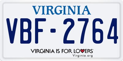 VA license plate VBF2764