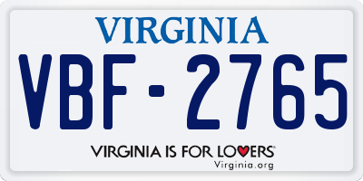 VA license plate VBF2765