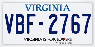 VA license plate VBF2767