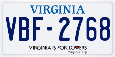 VA license plate VBF2768