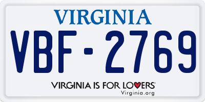 VA license plate VBF2769