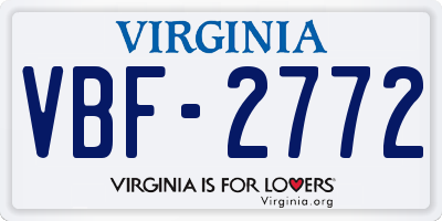 VA license plate VBF2772