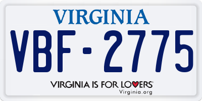 VA license plate VBF2775
