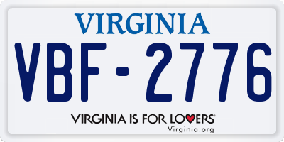 VA license plate VBF2776