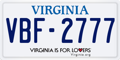 VA license plate VBF2777