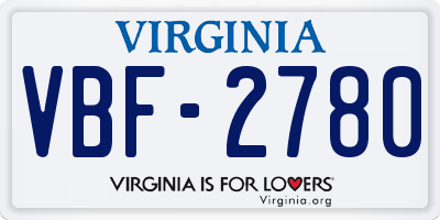 VA license plate VBF2780