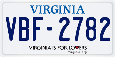 VA license plate VBF2782