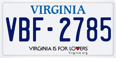 VA license plate VBF2785