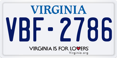 VA license plate VBF2786