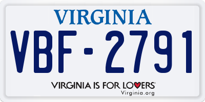 VA license plate VBF2791