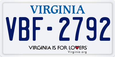 VA license plate VBF2792
