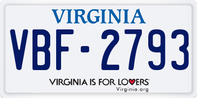 VA license plate VBF2793