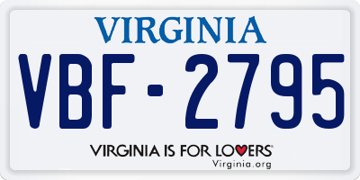 VA license plate VBF2795