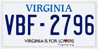 VA license plate VBF2796
