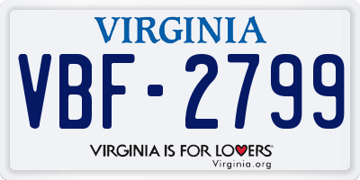 VA license plate VBF2799