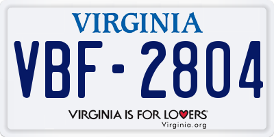 VA license plate VBF2804