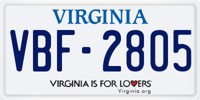 VA license plate VBF2805