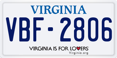 VA license plate VBF2806