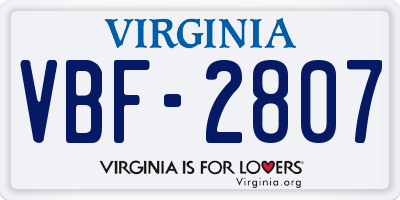VA license plate VBF2807