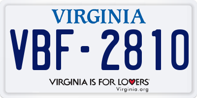 VA license plate VBF2810