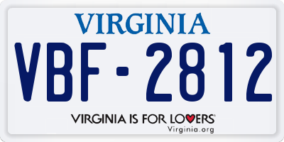 VA license plate VBF2812