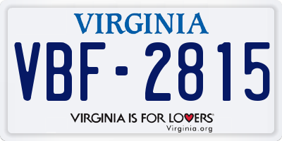 VA license plate VBF2815