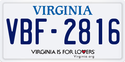 VA license plate VBF2816