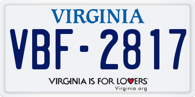 VA license plate VBF2817