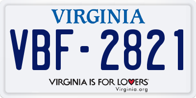 VA license plate VBF2821