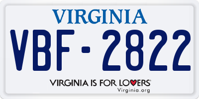 VA license plate VBF2822