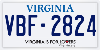 VA license plate VBF2824