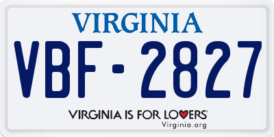 VA license plate VBF2827