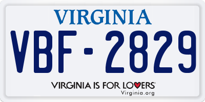 VA license plate VBF2829
