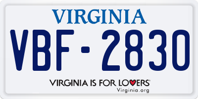 VA license plate VBF2830