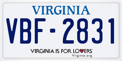 VA license plate VBF2831